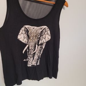 Suzy Shier Elephant Graphic Cami with Net Back